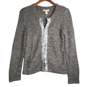 Banana Republic Sweater‎ Cardigan Sequin Detail Gray Heather Mohair Blend. Med